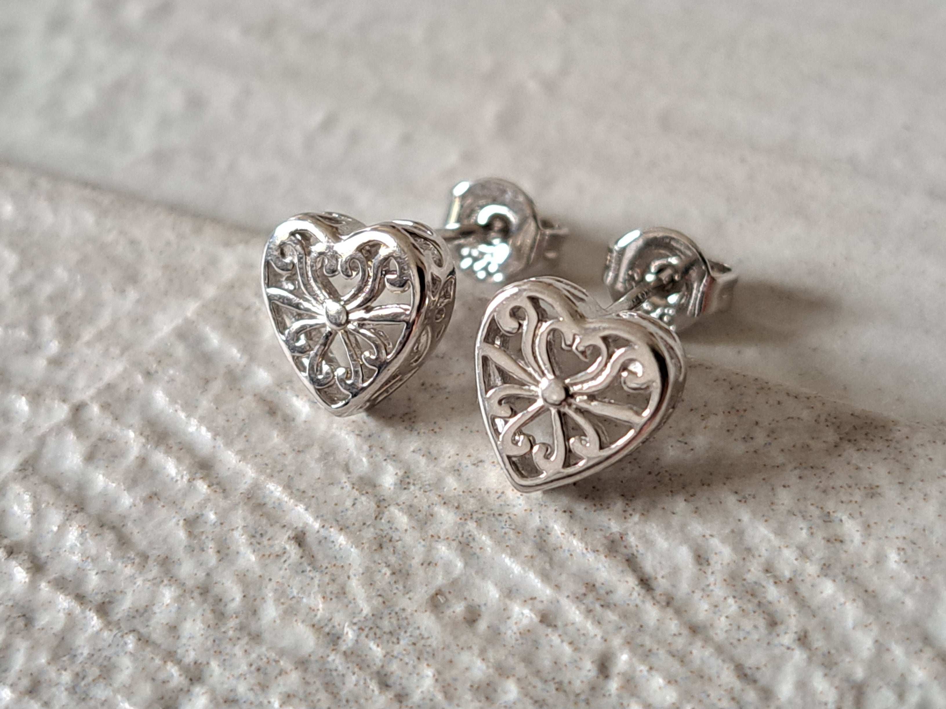 Small Sterling Silver Heart Stud Earrings