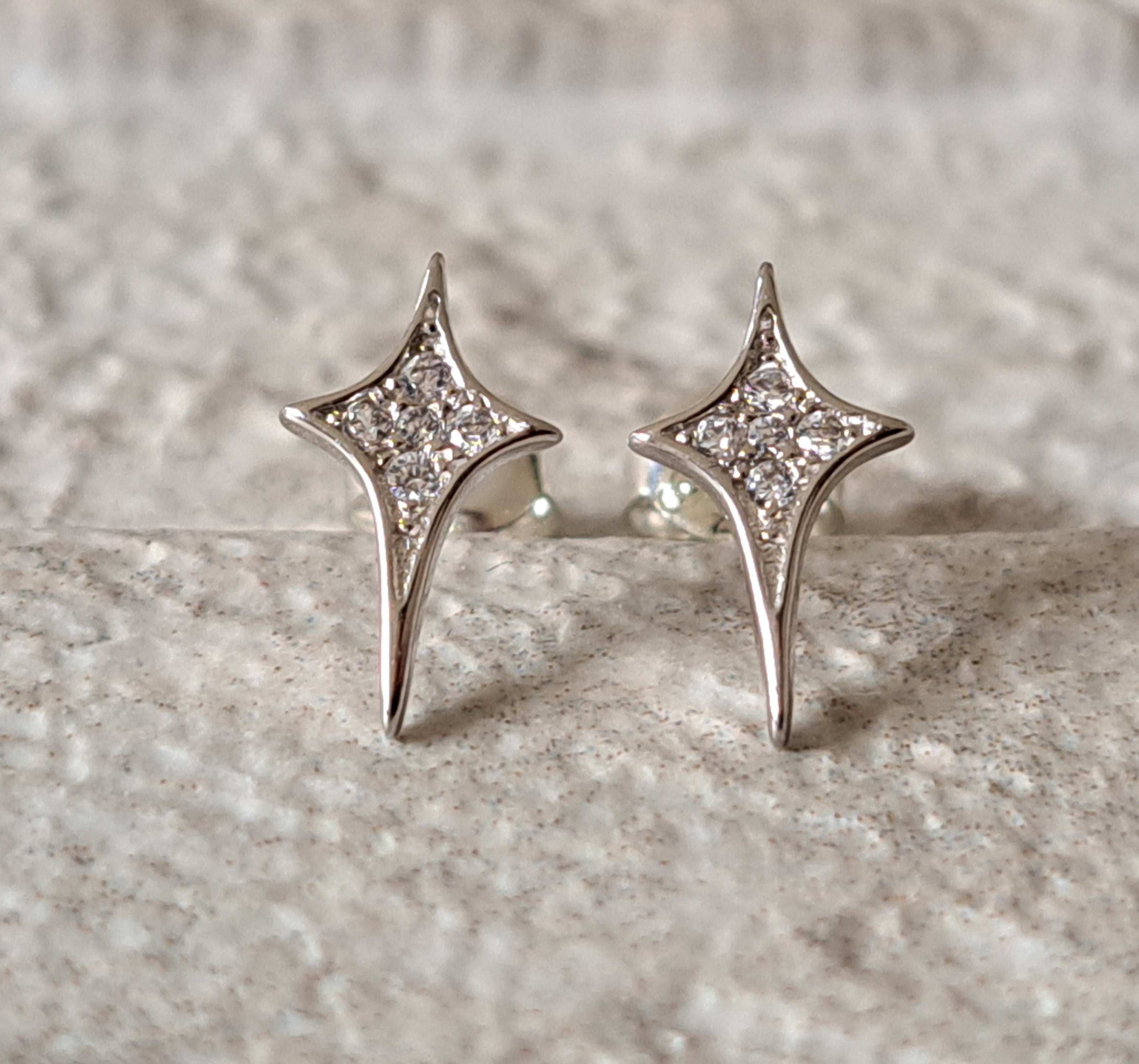 Silver 925 Cross Swarovski Crystal Star Earrings