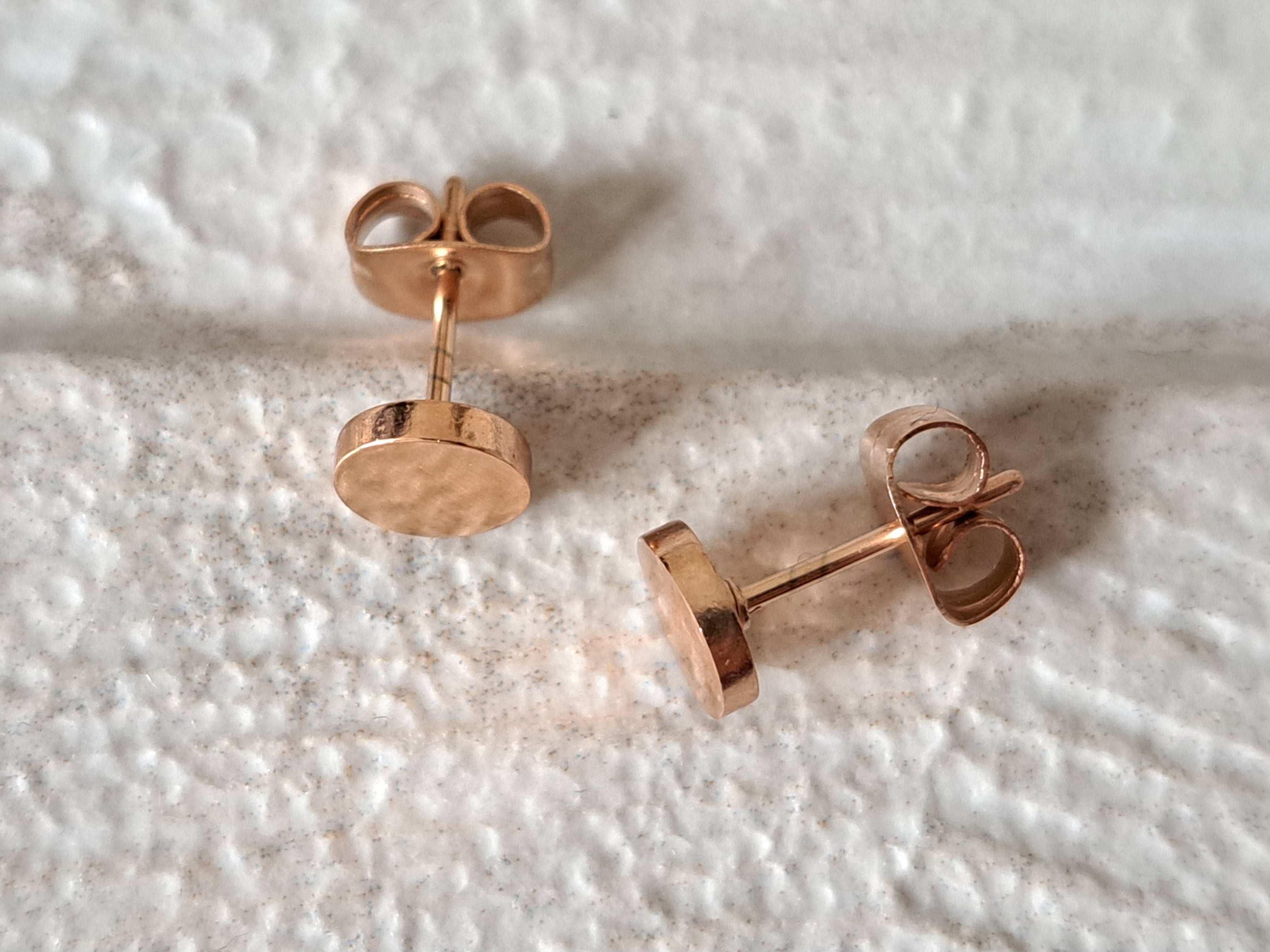 Rose Gold Small Circle Dot Round Earrings