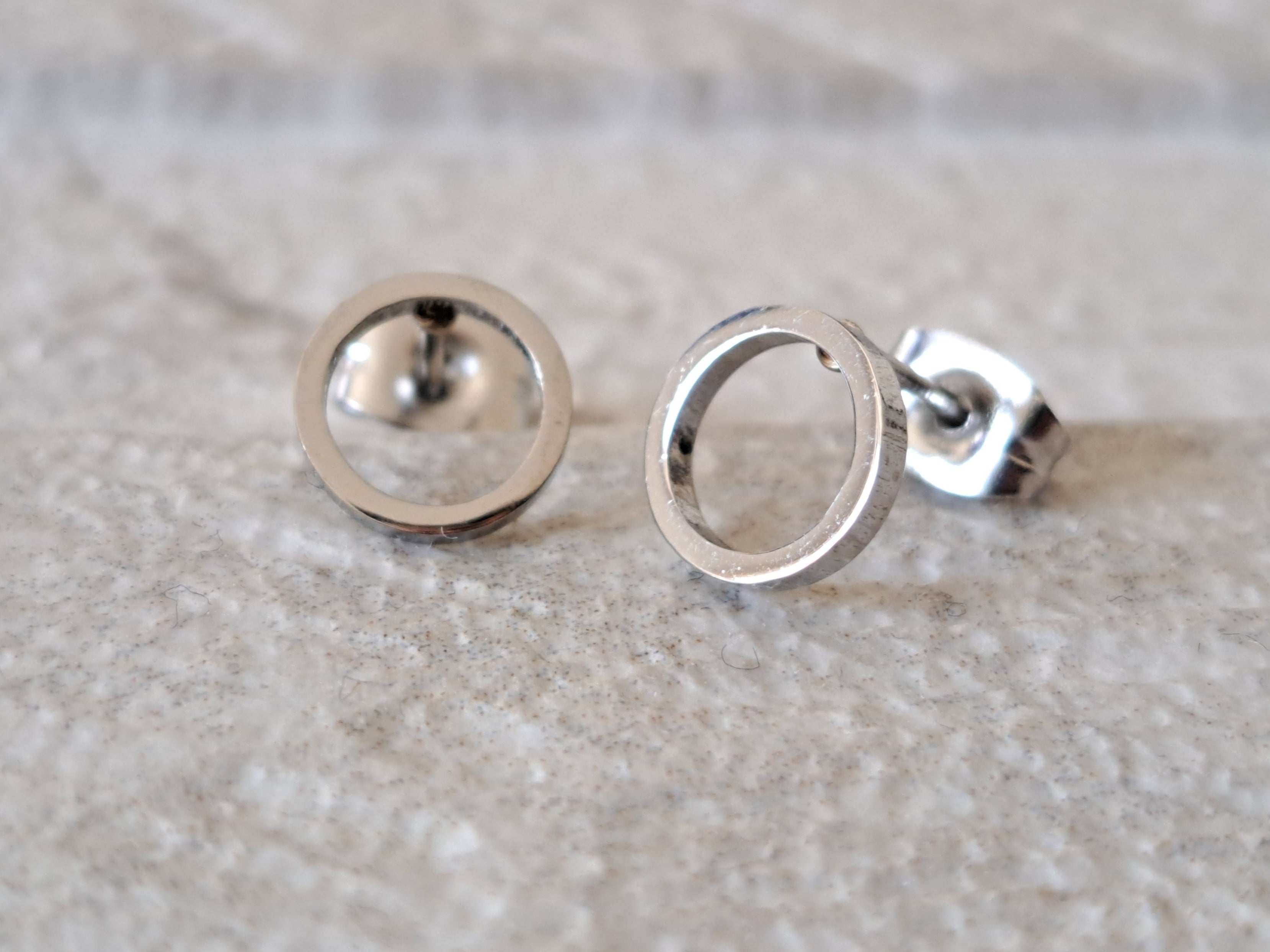 Silver Small Hollow Round Circle Earrings