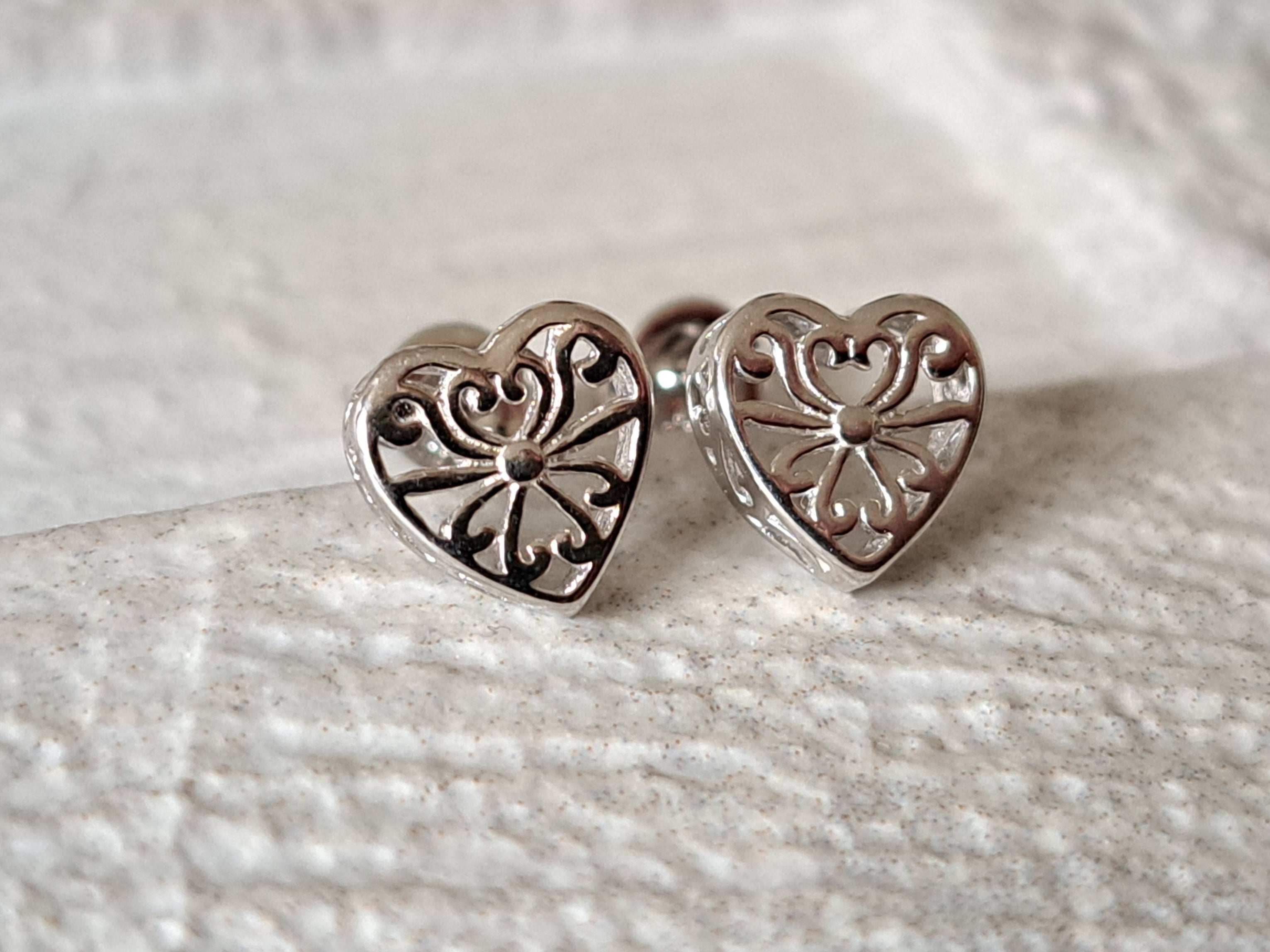 Small Sterling Silver Heart Stud Earrings