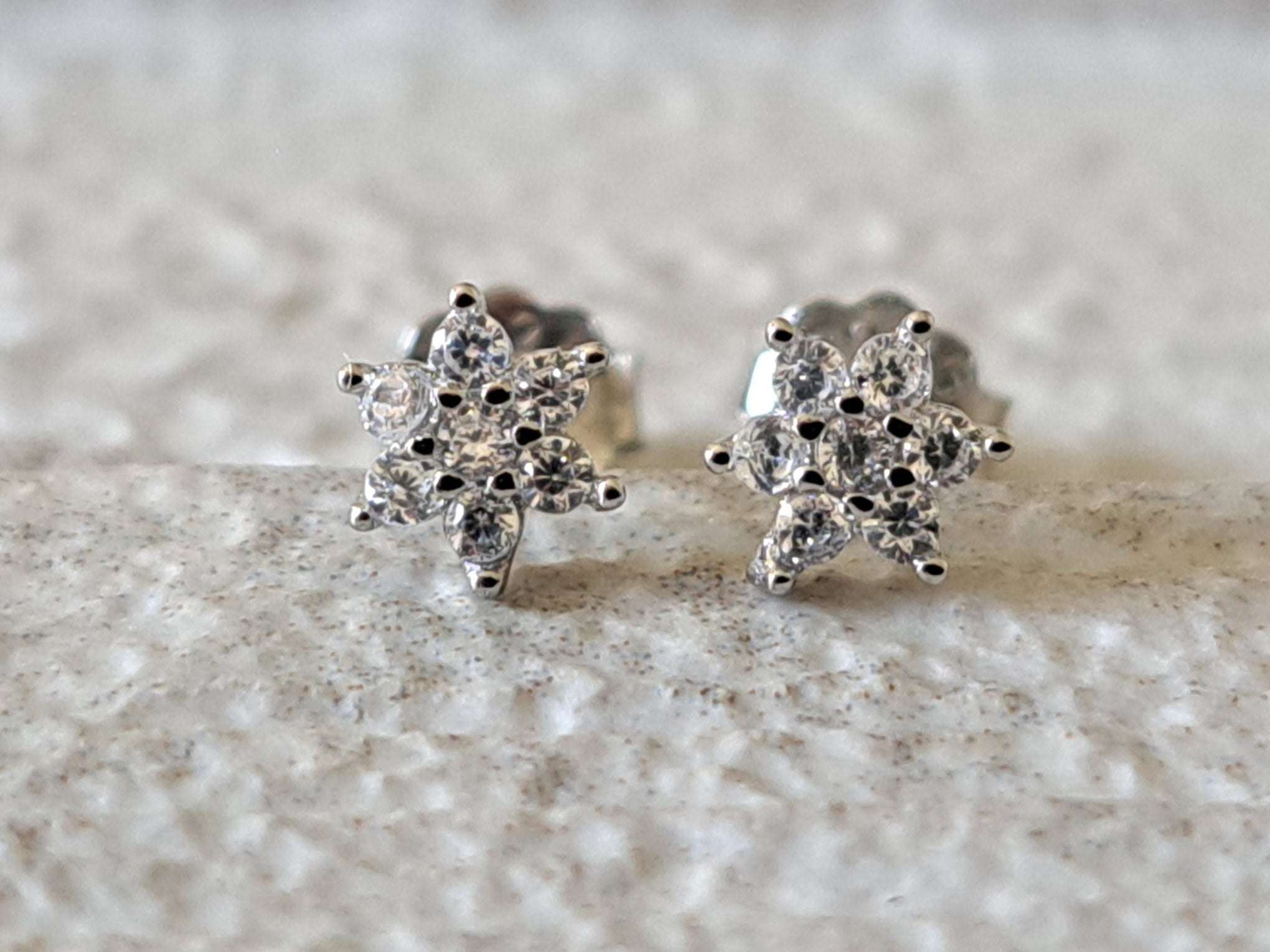 Tiny Sterling Silver Swarovski Crystal Stud Earrings