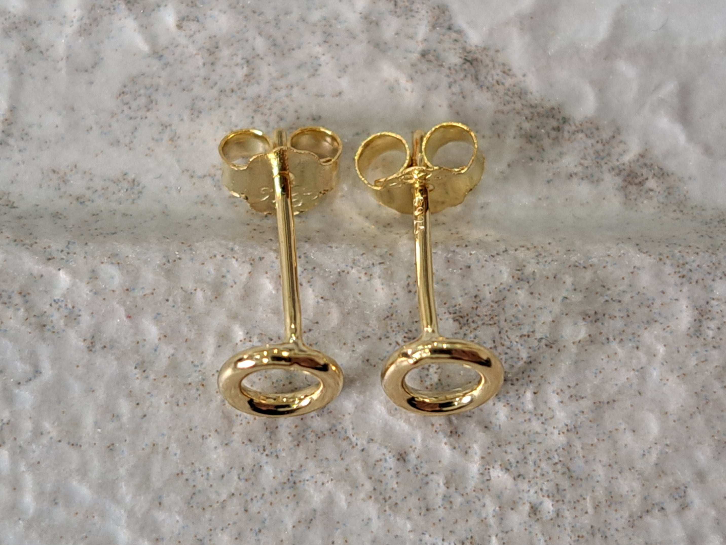 Gold Mini Hollow Round Circle Stud Earrings