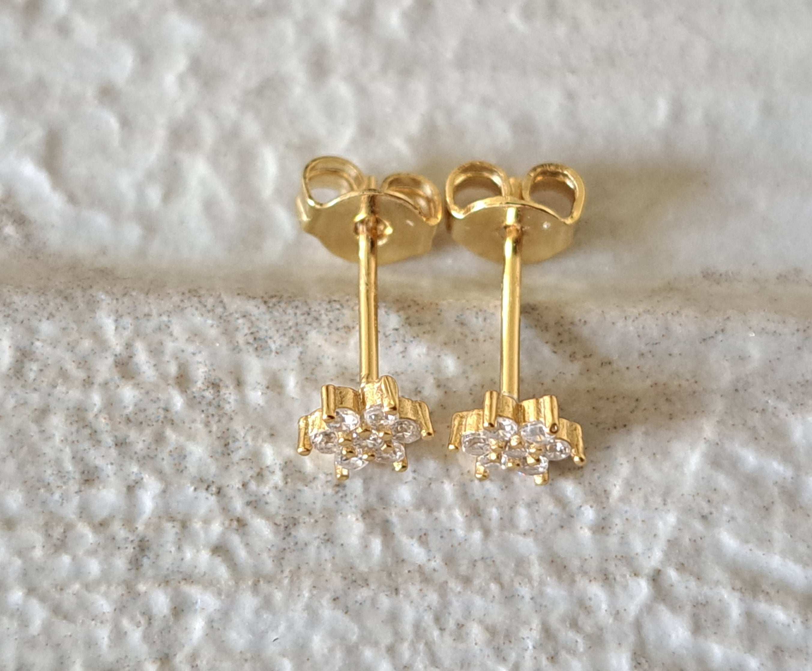 Tiny Gold Swarovski Crystal Stud Earrings