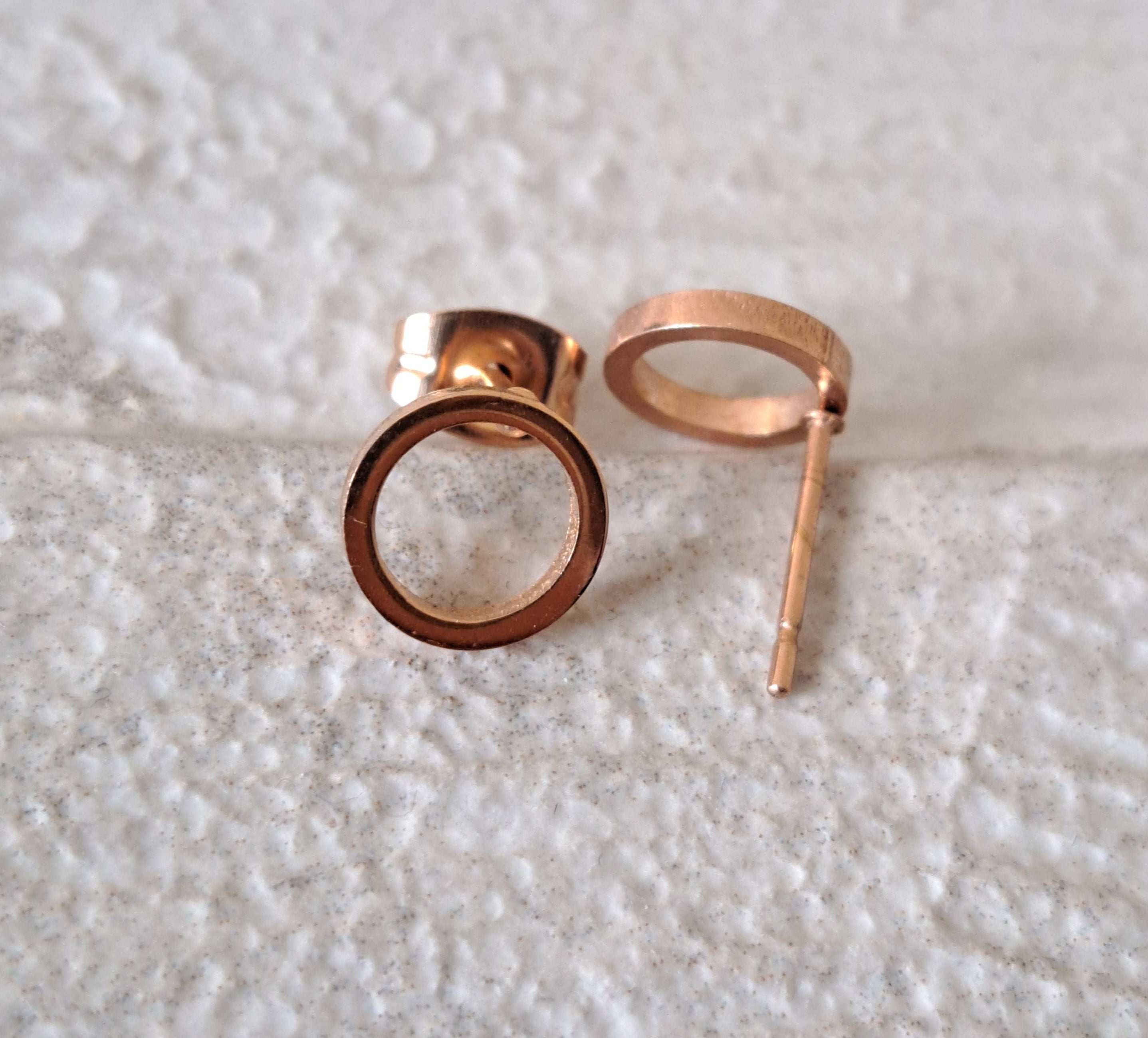 Rose Gold Small Hollow Round Circle Earrings