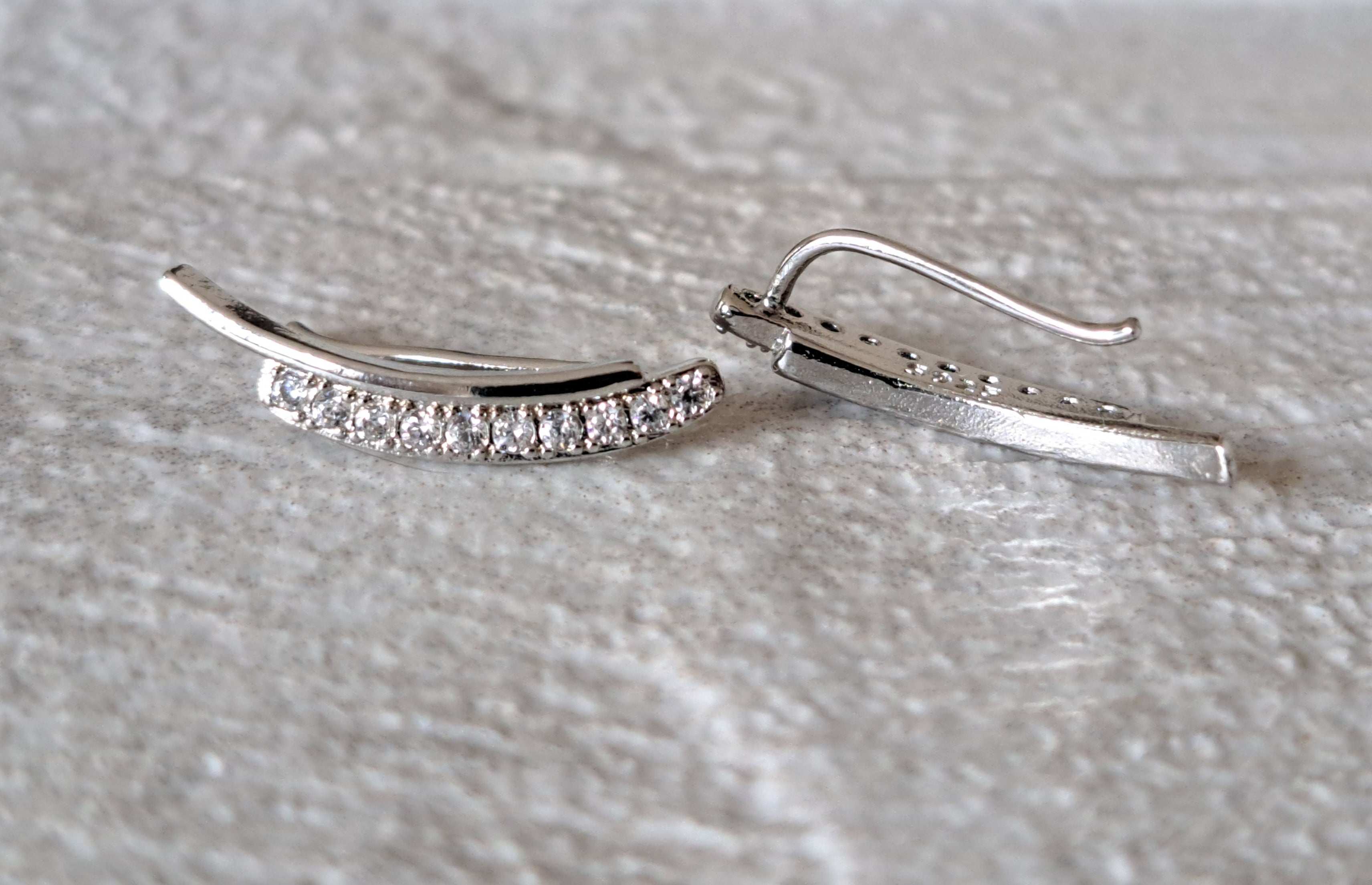 Silver Plated Swarovski Crystal Climber Earrings