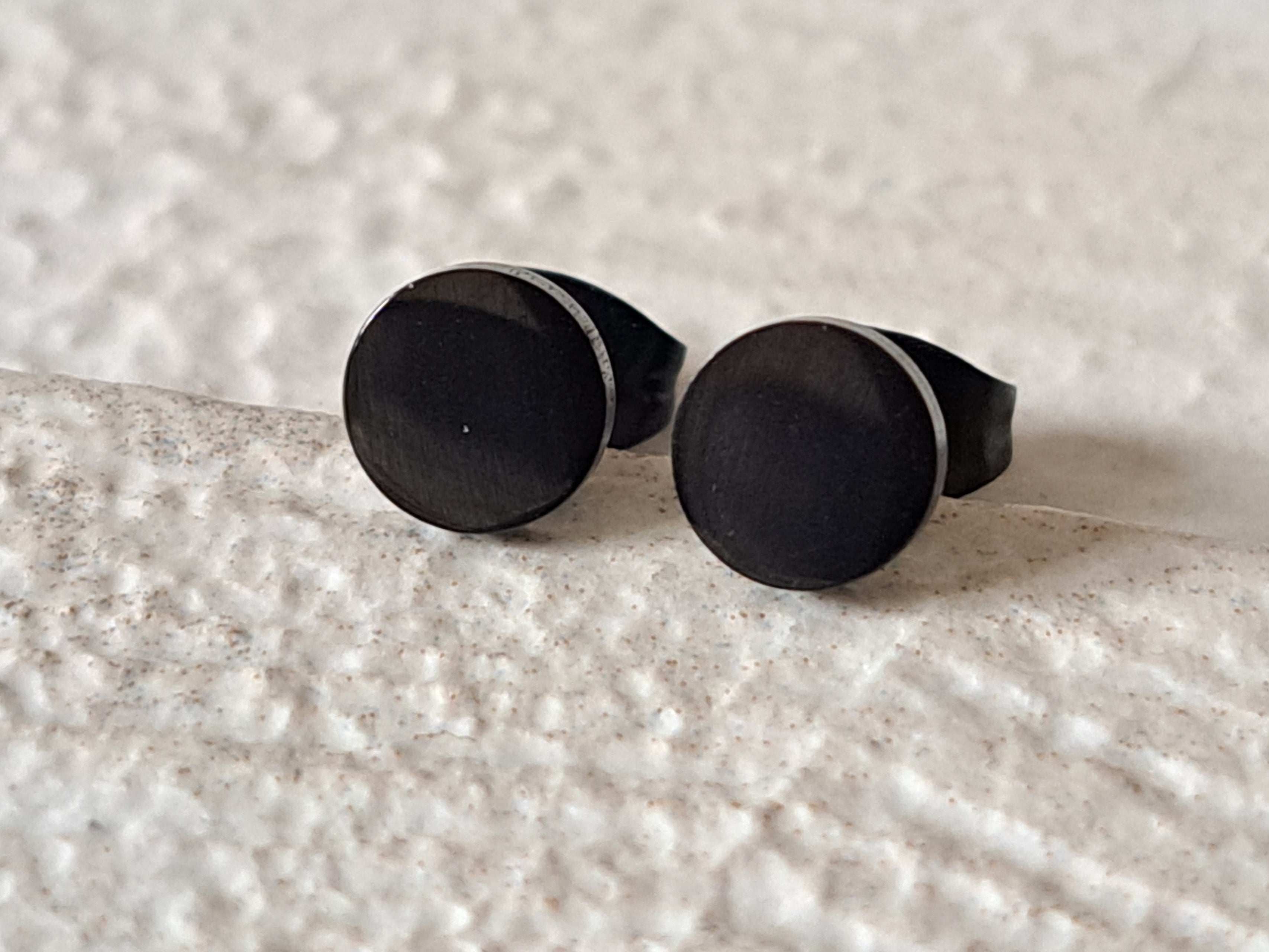 Black Small Circle Dot Round Earrings