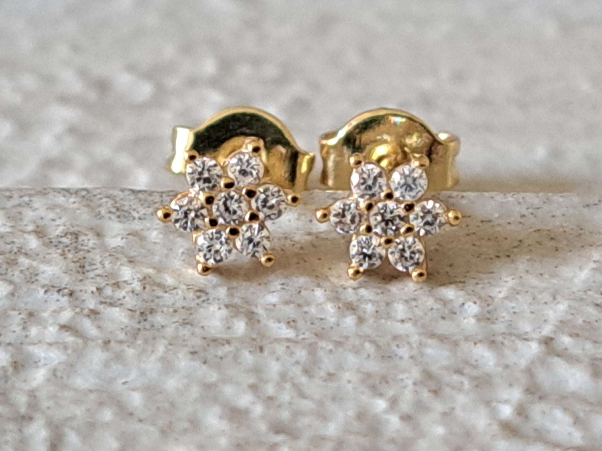 Tiny Gold Swarovski Crystal Stud Earrings