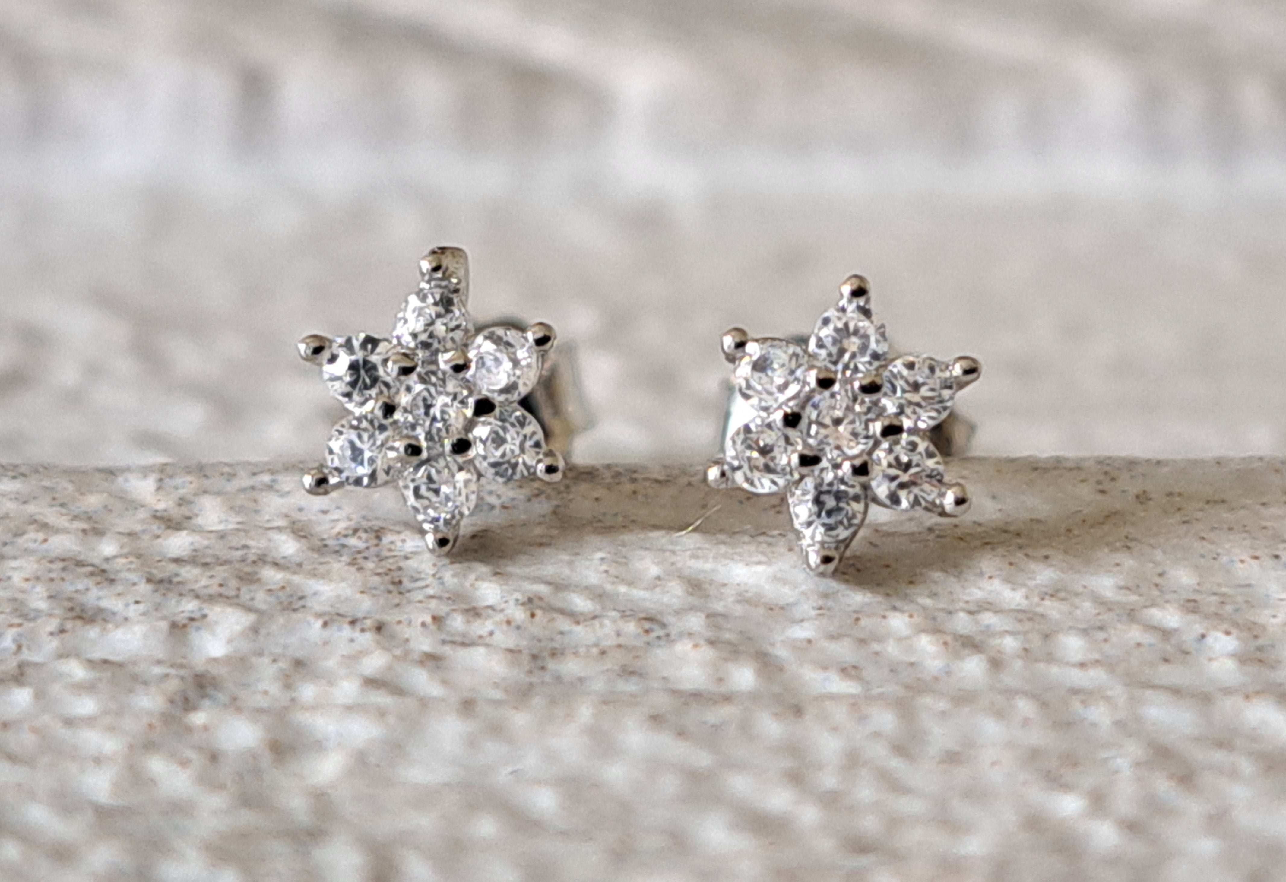 Tiny Sterling Silver Swarovski Crystal Stud Earrings