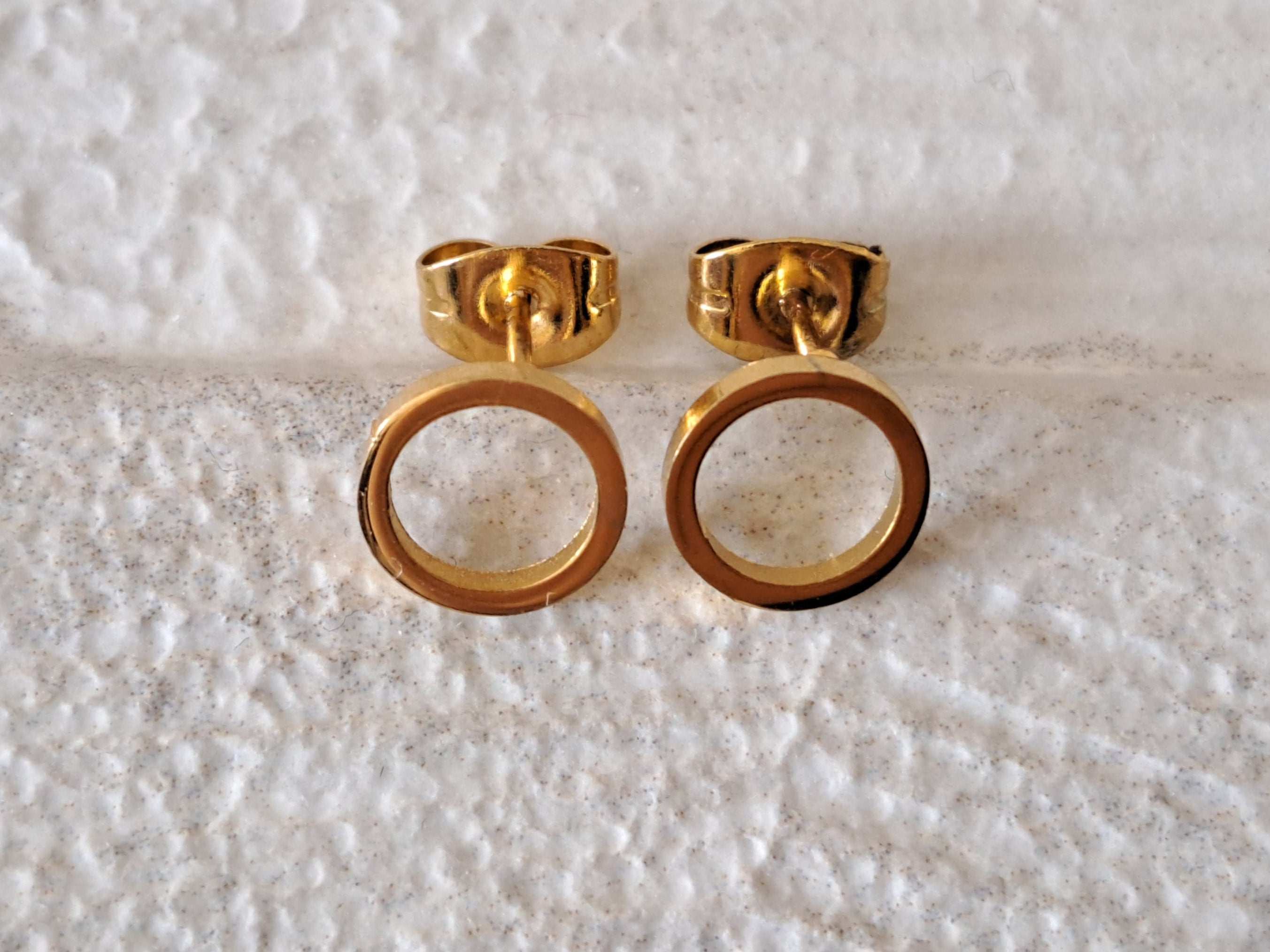 Gold Small Hollow Round Circle Earrings