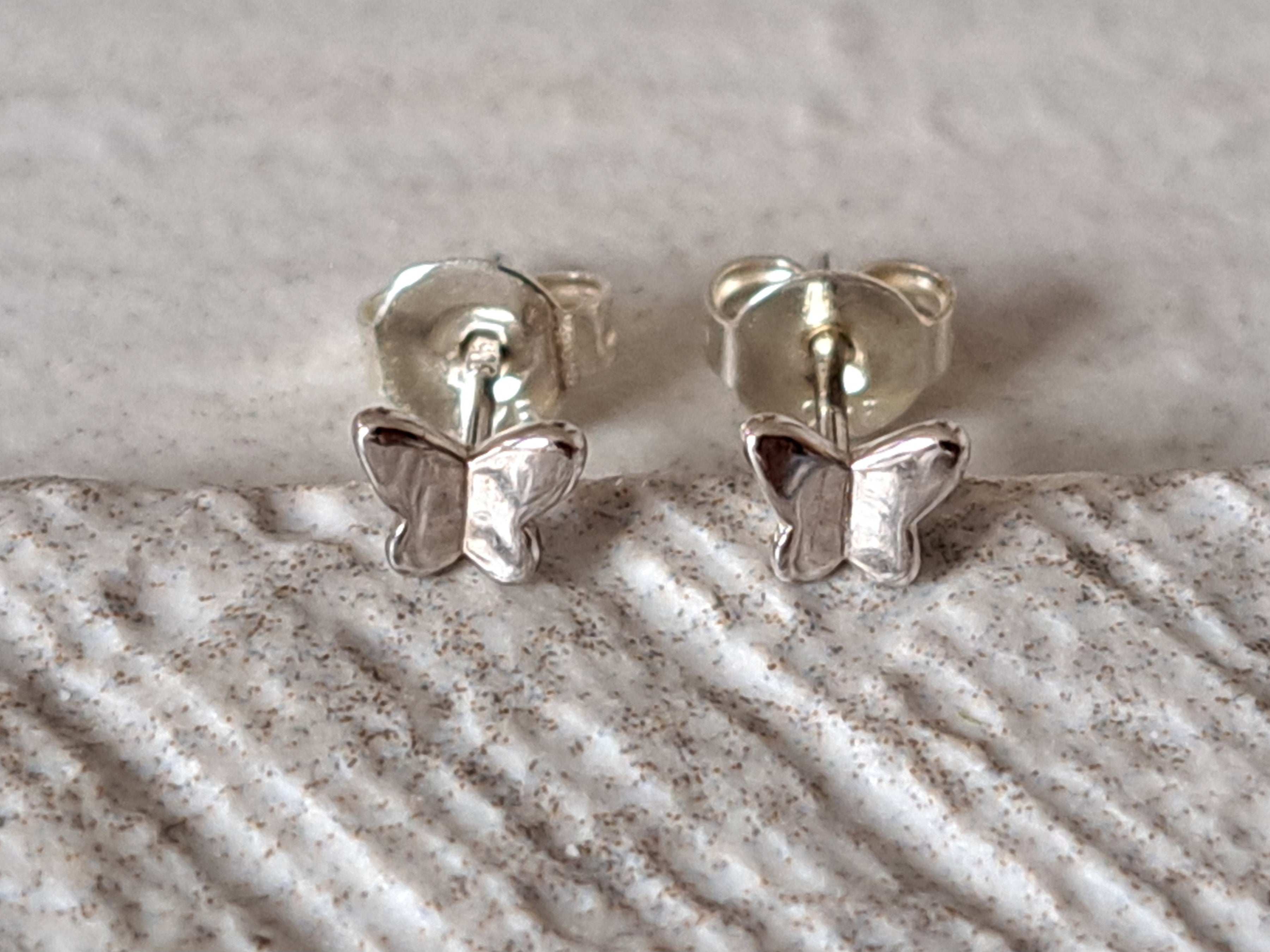 Silver 925 Tiny Butterfly Stud Earrings