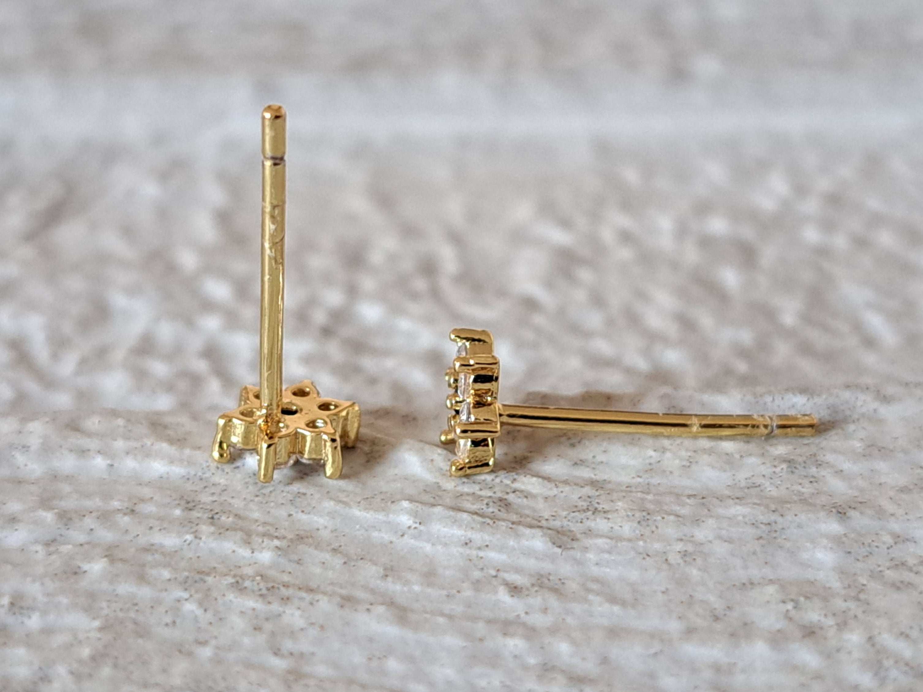 Tiny Gold Black Swarovski Crystal Stud Earrings