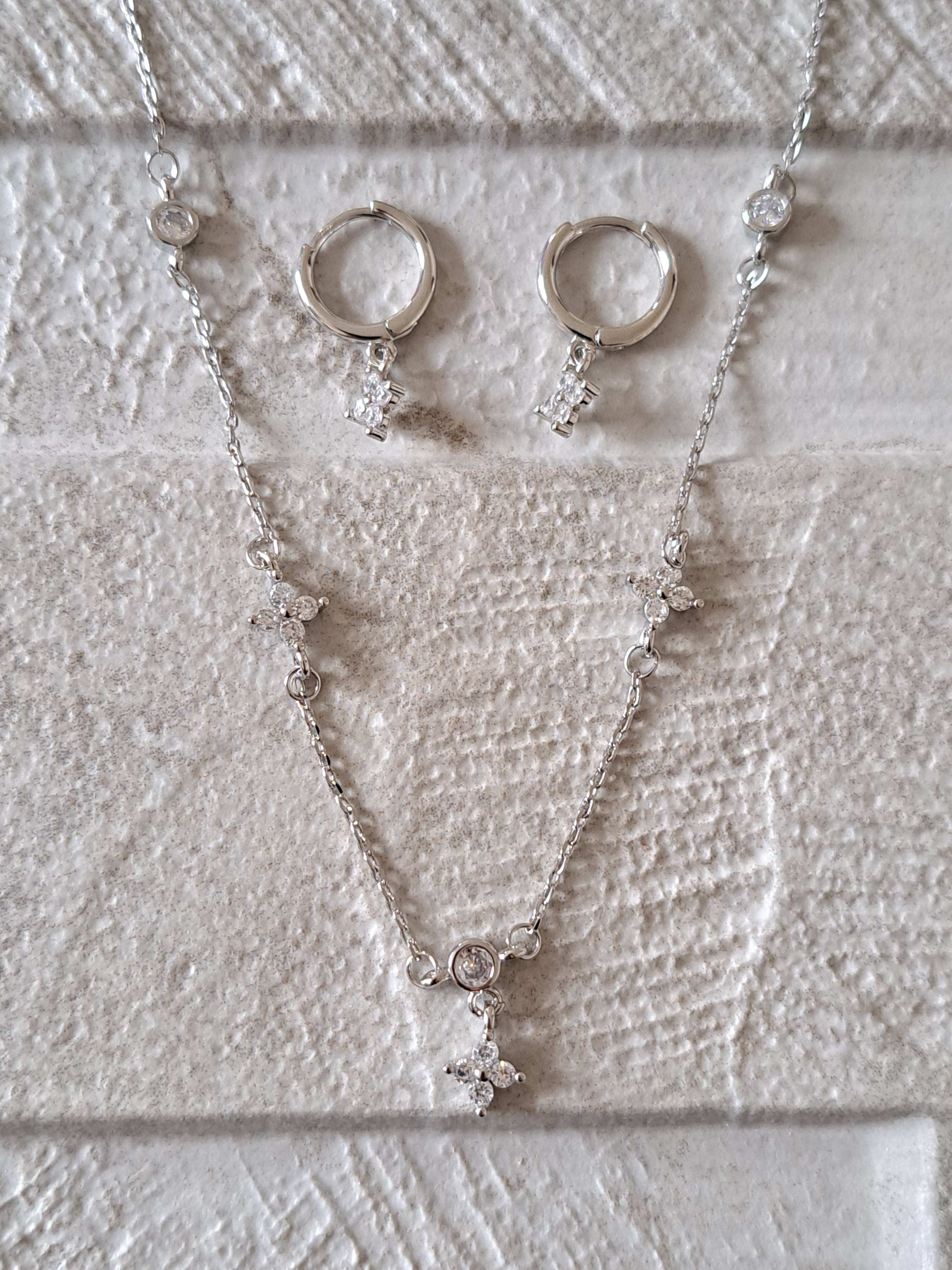 Sterling Silver Plated Swarovski Crystal Necklace & Earring Set