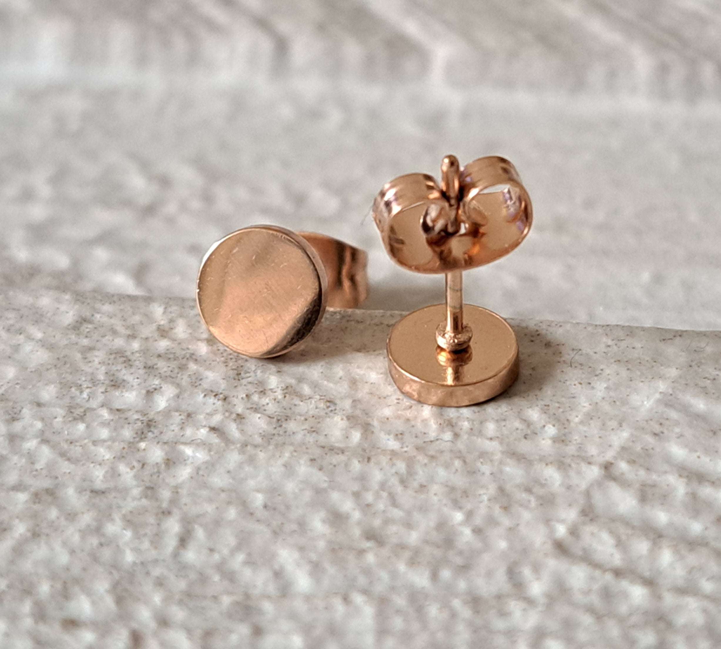 Rose Gold Small Circle Dot Round Earrings
