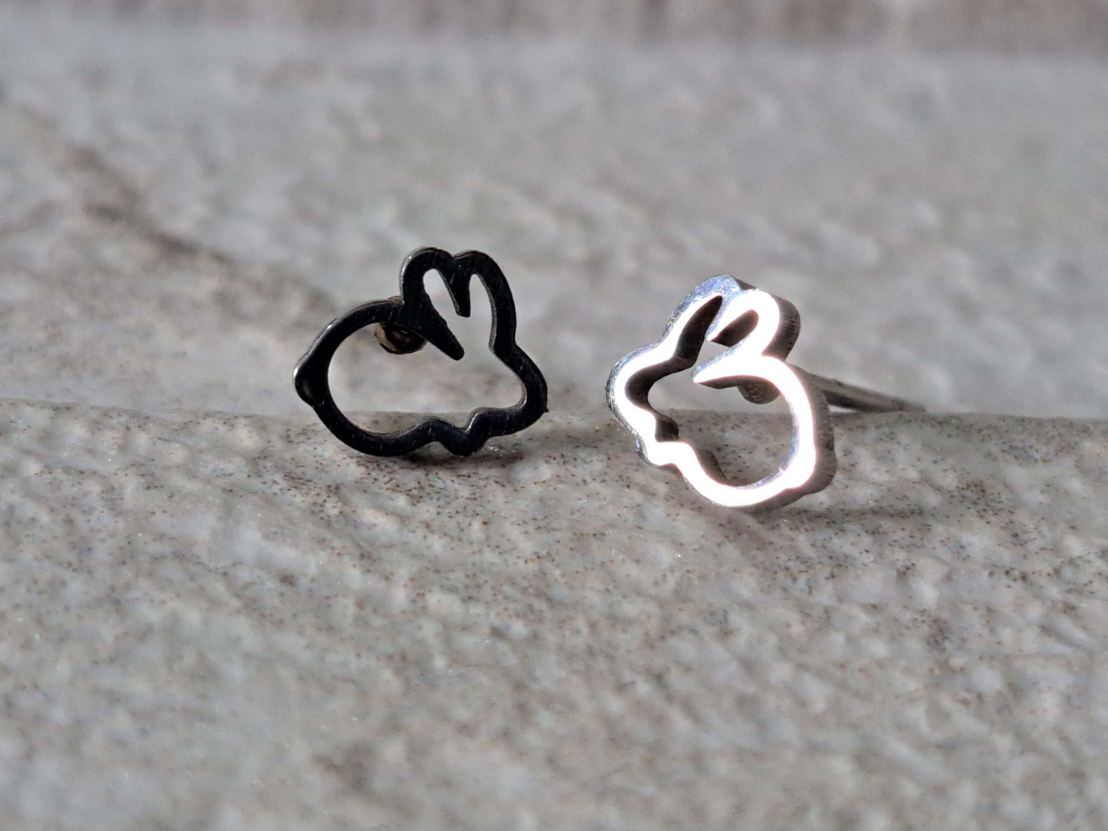 Silver Small Hollow Rabbit Earrings